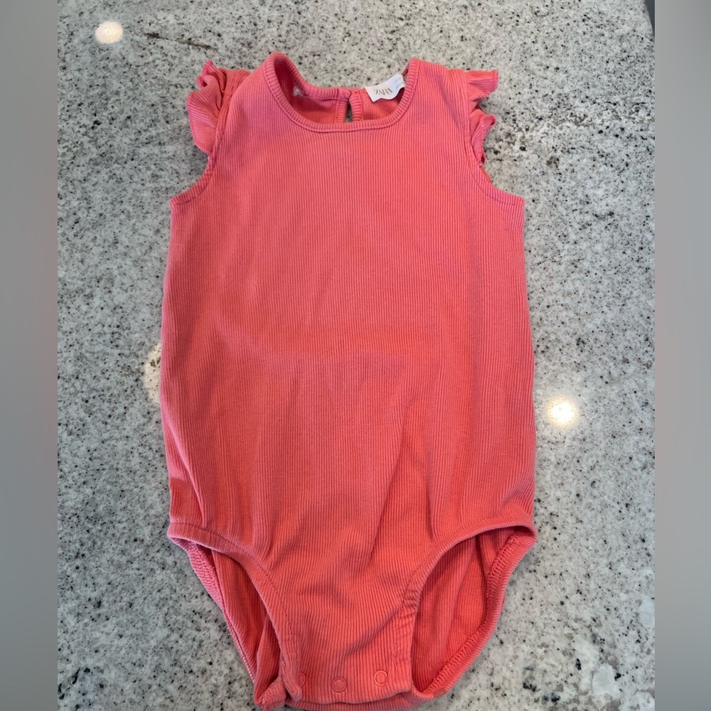 Zara bodysuit outfit ruffle ribbed baby toddler girl 12-18 months